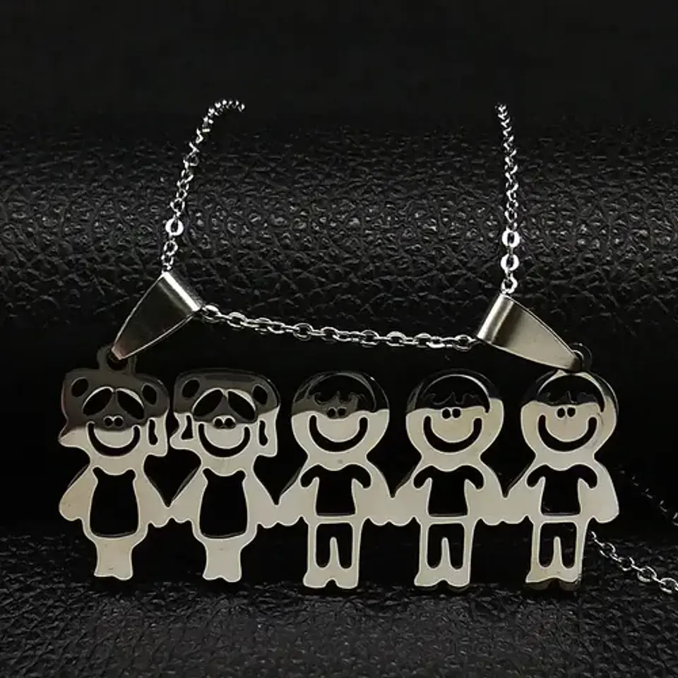 Cadena Colgante Familia Hijos(as) Niños Nietos + Caja Regalo 4