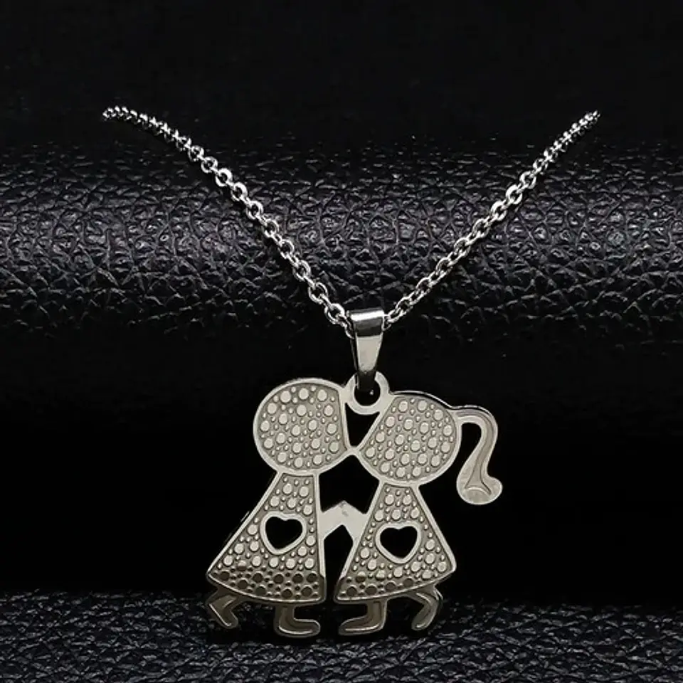 Cadena Colgante Beso San Valentin Amor + Caja Y Globo Regalo 2