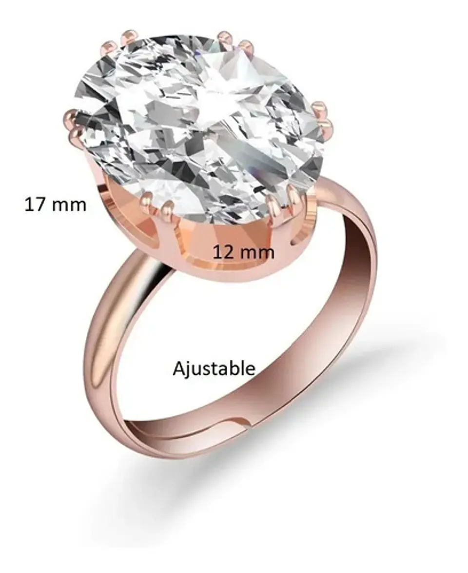 Anillo Ajustable Cristal Blanco Mujer + Bolsa Regalo Joyas 2