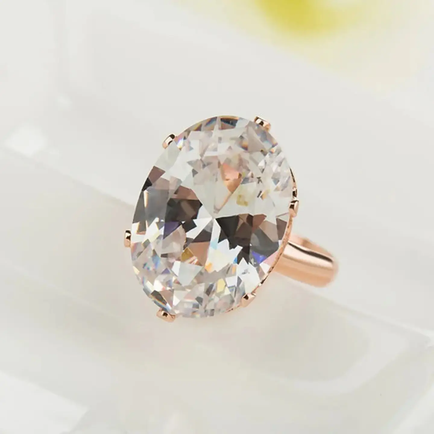 Anillo Ajustable Cristal Blanco Mujer + Bolsa Regalo Joyas 3