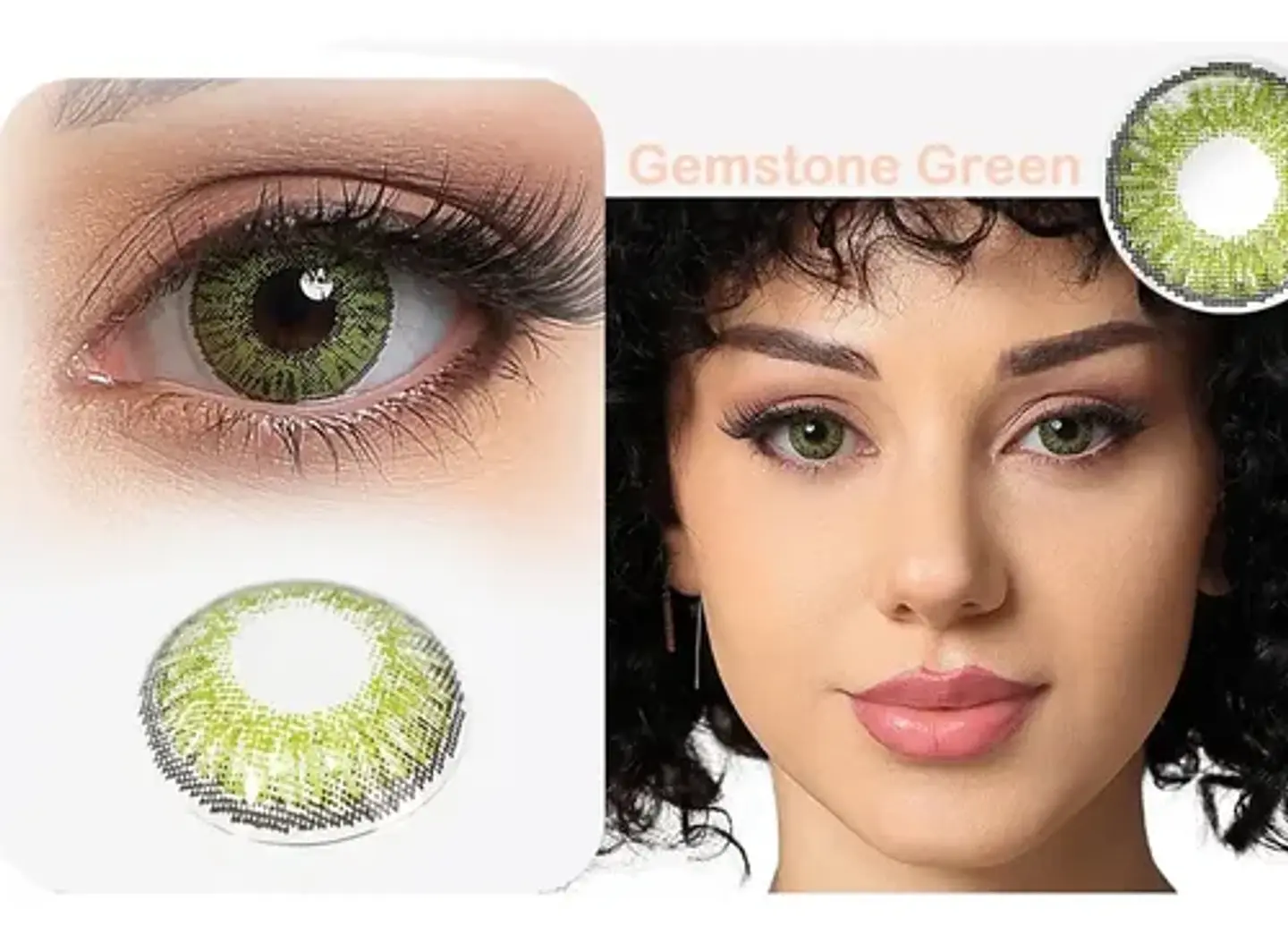 Lentes De Contacto Gemstone Green + Liquido 60 Ml + Estuche 2