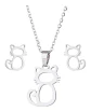 Conjunto Gato Colgante Cadena Aros Mujer Niña + Caja Regalo - Miniatura 1