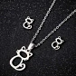 Conjunto Gato Colgante Cadena Aros Mujer Niña + Caja Regalo - Miniatura 2