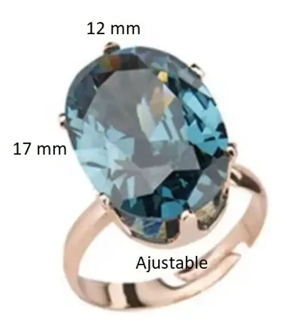 Anillo Ajustable Cristal Azul Mujer + Bolsa Regalo Joyas 2