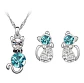 Conjunto Joyas Gato Cristal Collar Aros Mujer + Caja Regalo - Miniatura 4