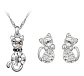 Conjunto Joyas Gato Cristal Collar Aros Mujer + Caja Regalo - Miniatura 7
