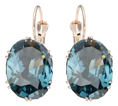 Aros Cristal Azul Circonita Mujer + Bolsa Regalo Joyas