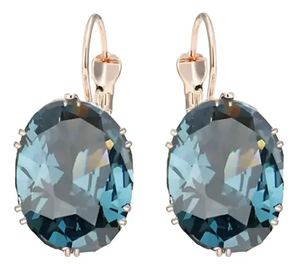 Aros Cristal Azul Circonita Mujer + Bolsa Regalo Joyas 1