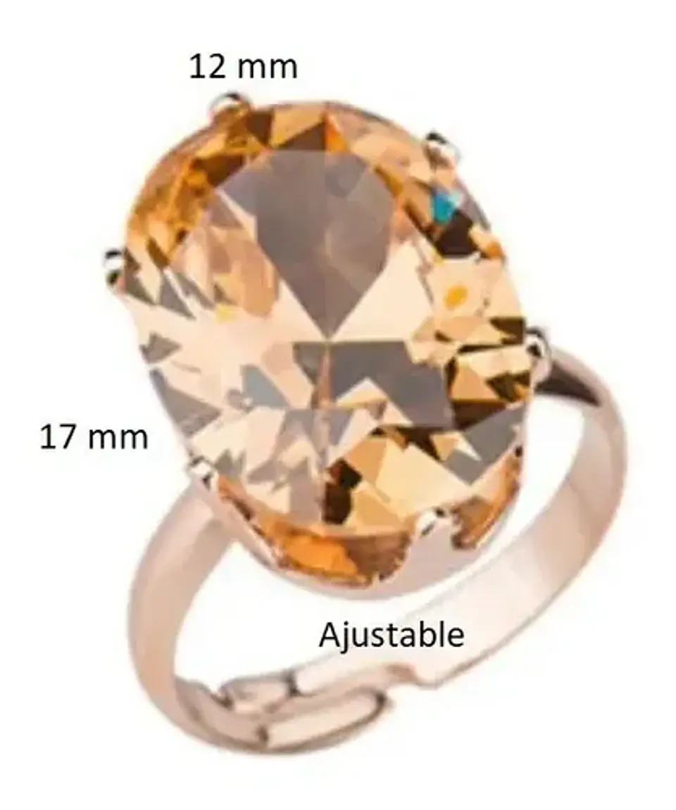 Anillo Ajustable Cristal Champagne Mujer + Bolsa Regalo Joya 2