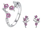 Conjunto Plata 925 Anillo Aros Flor Rosa Joyas Regalo Mujer - Miniatura 1
