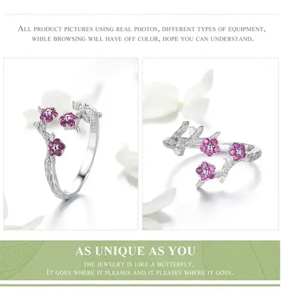 Conjunto Plata 925 Anillo Aros Flor Rosa Joyas Regalo Mujer 8
