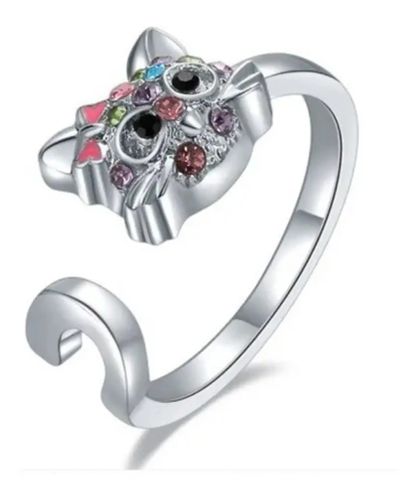 Anillo Ajustable Gato Colores + Caja Regalo Joyas Niña Mujer 1