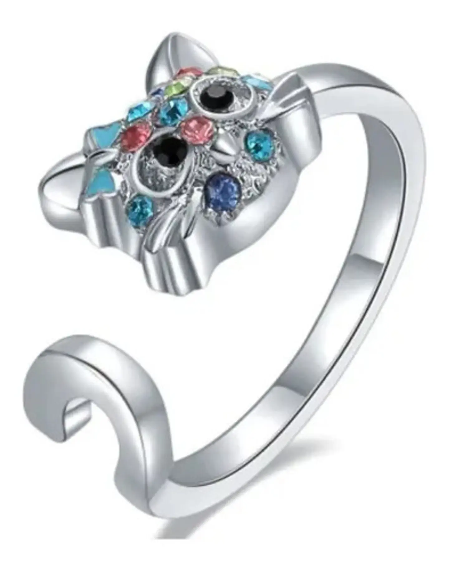 Anillo Ajustable Gato Colores + Caja Regalo Joyas Niña Mujer 4
