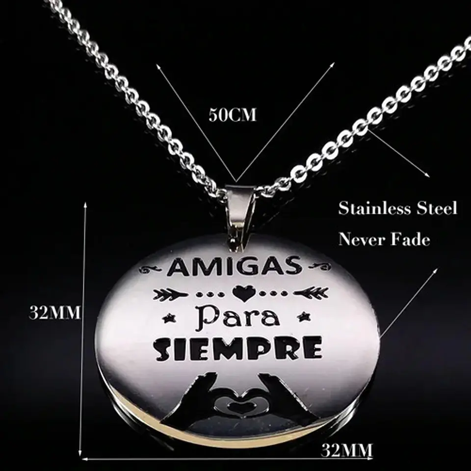 Collar Amigas Cadena Colgante + Caja Regalo Joyas 3