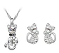 Conjunto Gato Cristal Blanco Collar Aros + Caja Regalo Joyas - Miniatura 1