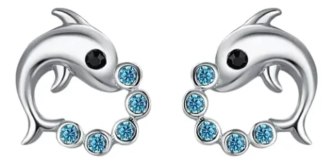 Aros Plata 925 Delfín Circones Joyas Regalo Mujer Niña