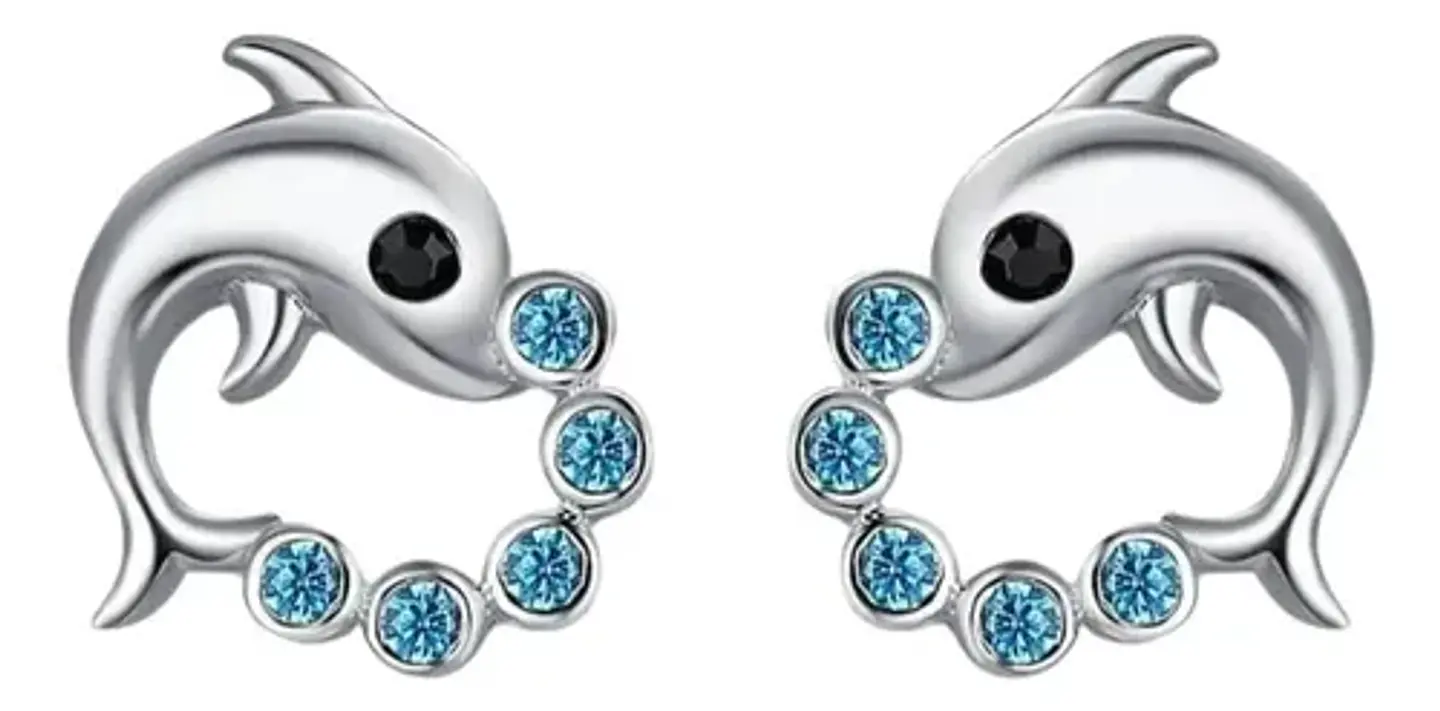 Aros Plata 925 Delfín Circones Joyas Regalo Mujer Niña 1