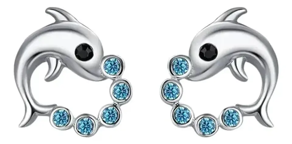 Aros Plata 925 Delfín Circones Joyas Regalo Mujer Niña 1
