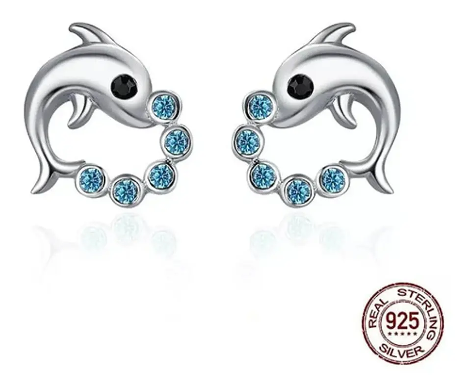 Aros Plata 925 Delfín Circones Joyas Regalo Mujer Niña 2