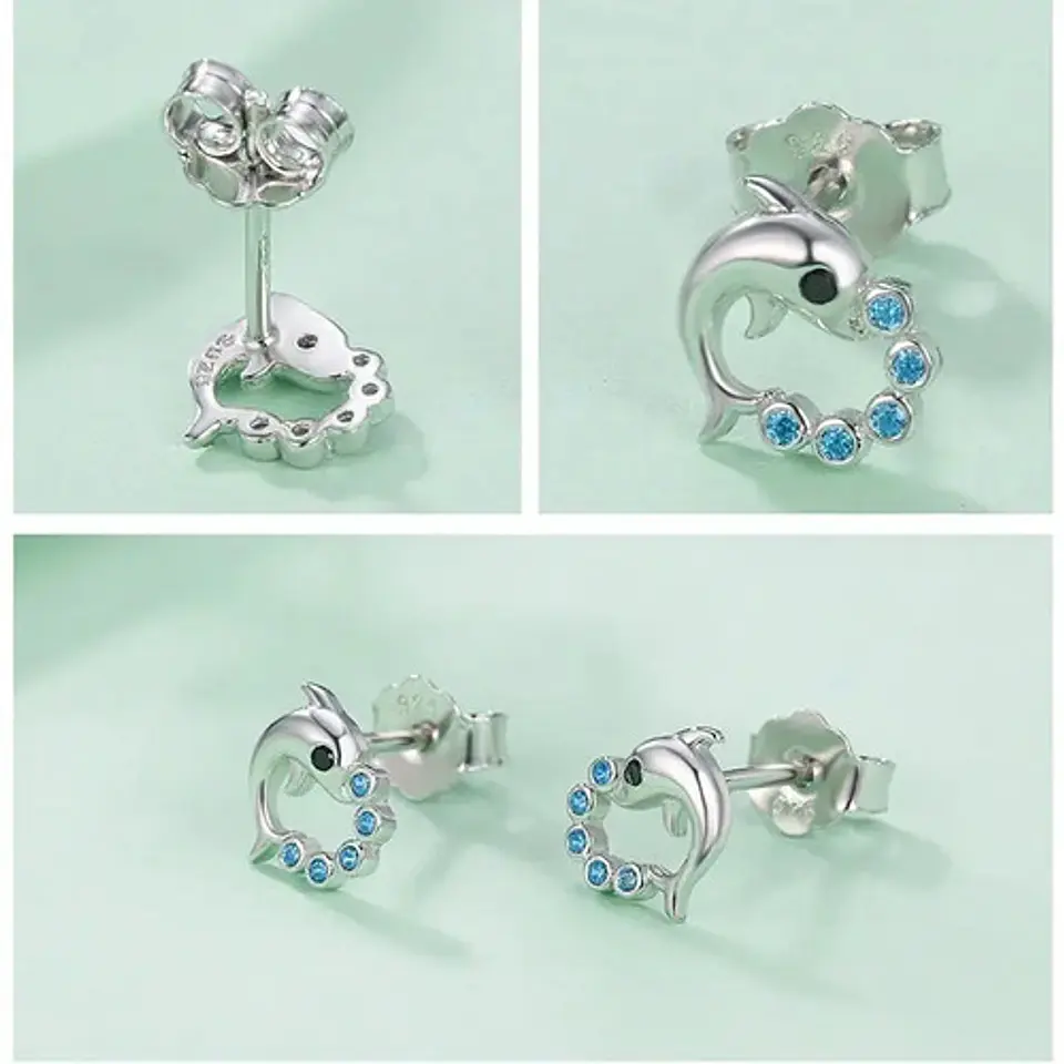 Aros Plata 925 Delfín Circones Joyas Regalo Mujer Niña 3