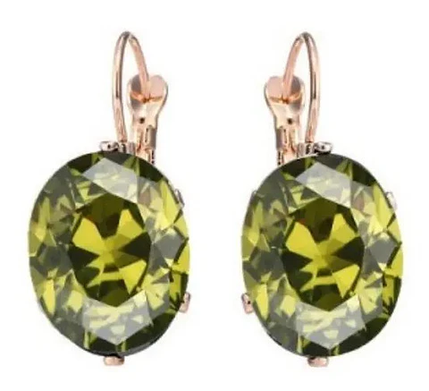 Aros Cristal Verde Circonita Mujer + Bolsa Regalo Joyas