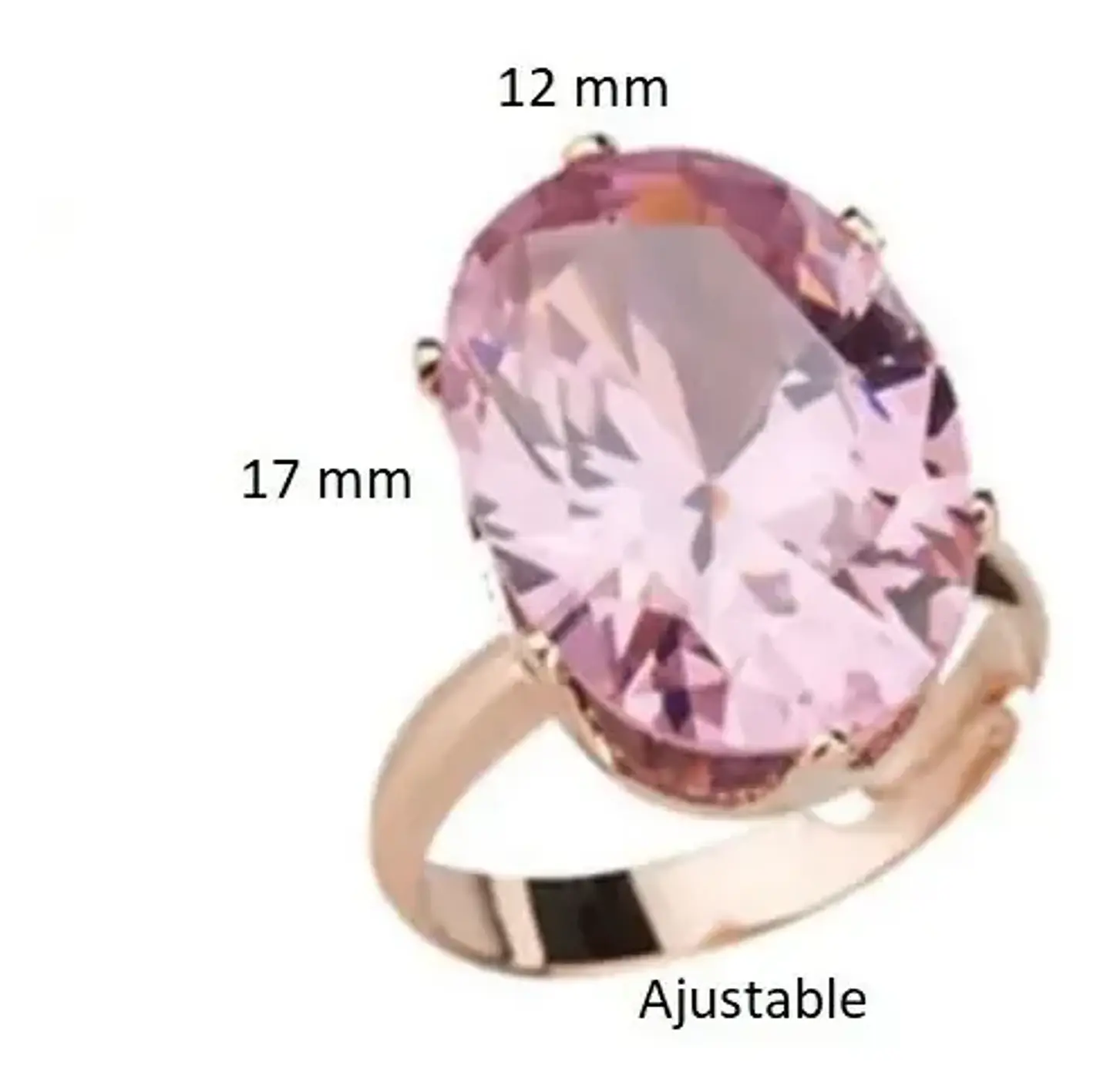 Anillo Ajustable Cristal Rosado Mujer + Bolsa Regalo Joyas 2