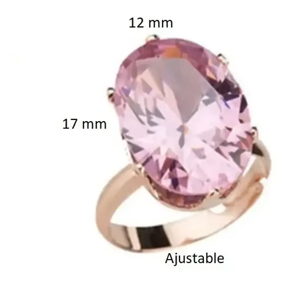 Anillo Ajustable Cristal Rosado Mujer + Bolsa Regalo Joyas 2