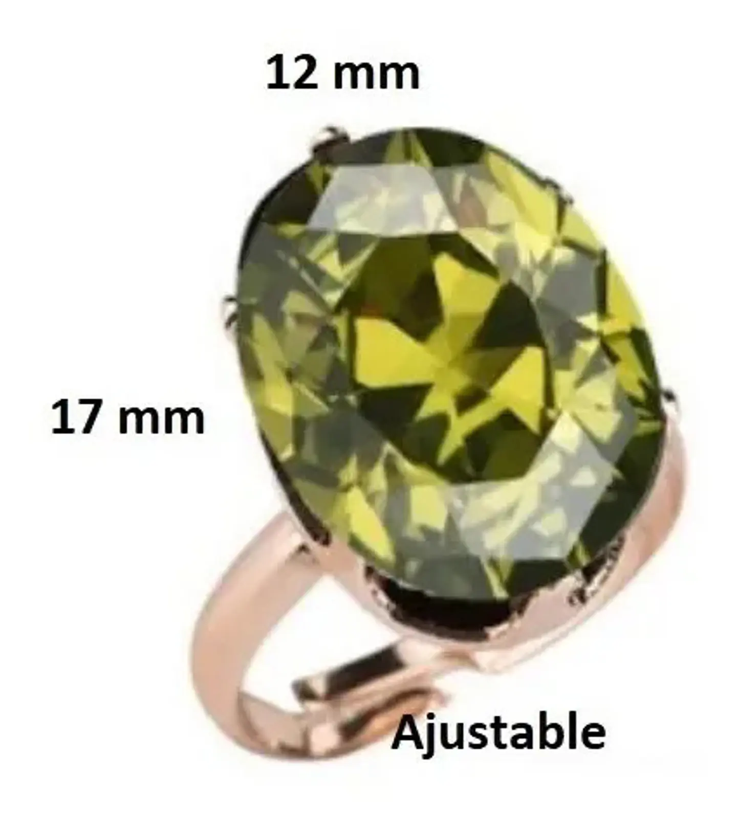Anillo Ajustable Cristal Verde Mujer + Bolsa Regalo Joyas 3