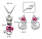 Conjunto Gato Cristal Rosado Collar Aros + Caja Regalo Joyas - Miniatura 2