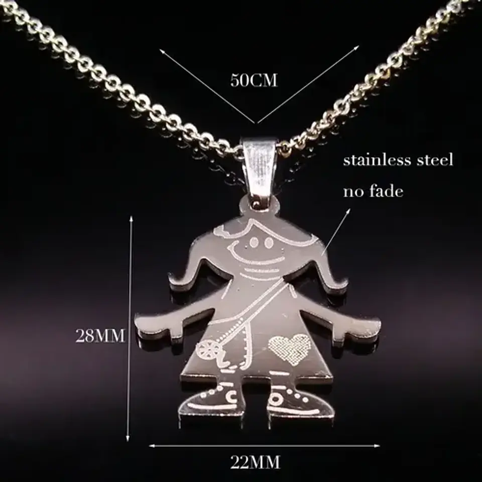 Cadena Y Colgante Familia Niño Niña Hijo Hija + Caja Regalo 5