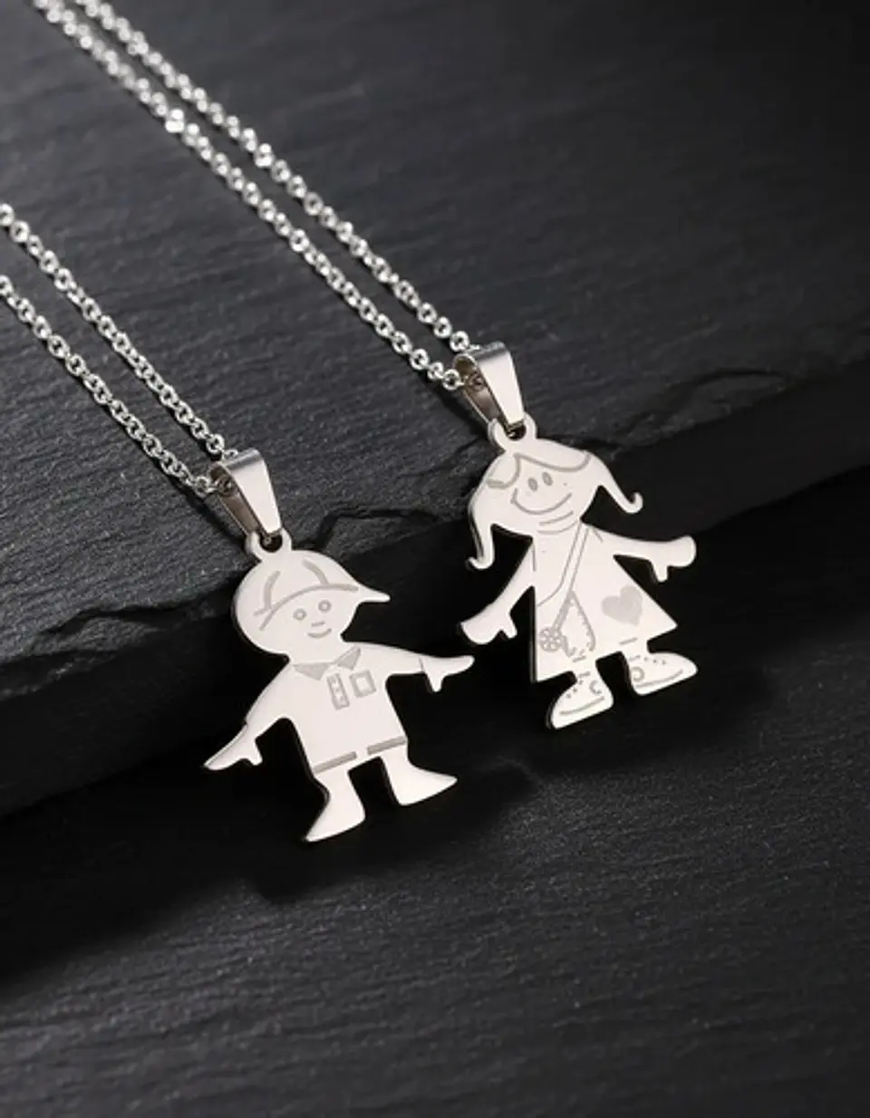 Cadena Y Colgante Familia Niño Niña Hijo Hija + Caja Regalo 8
