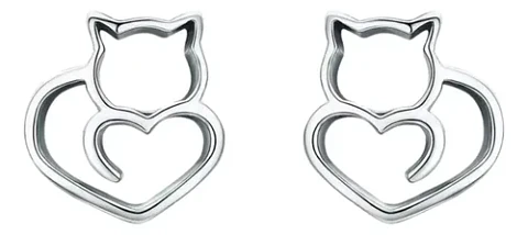 Aros Plata 925 Gato Joyas Regalo Mujer Niña