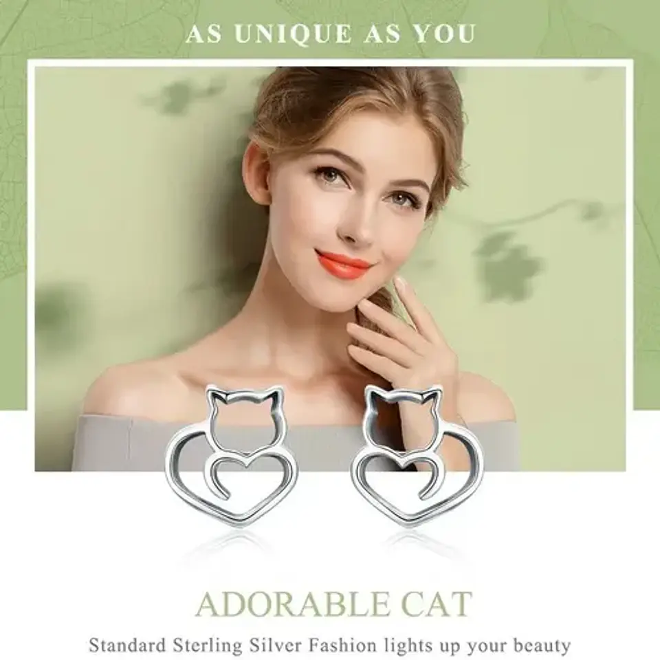 Aros Plata 925 Gato Joyas Regalo Mujer Niña 3