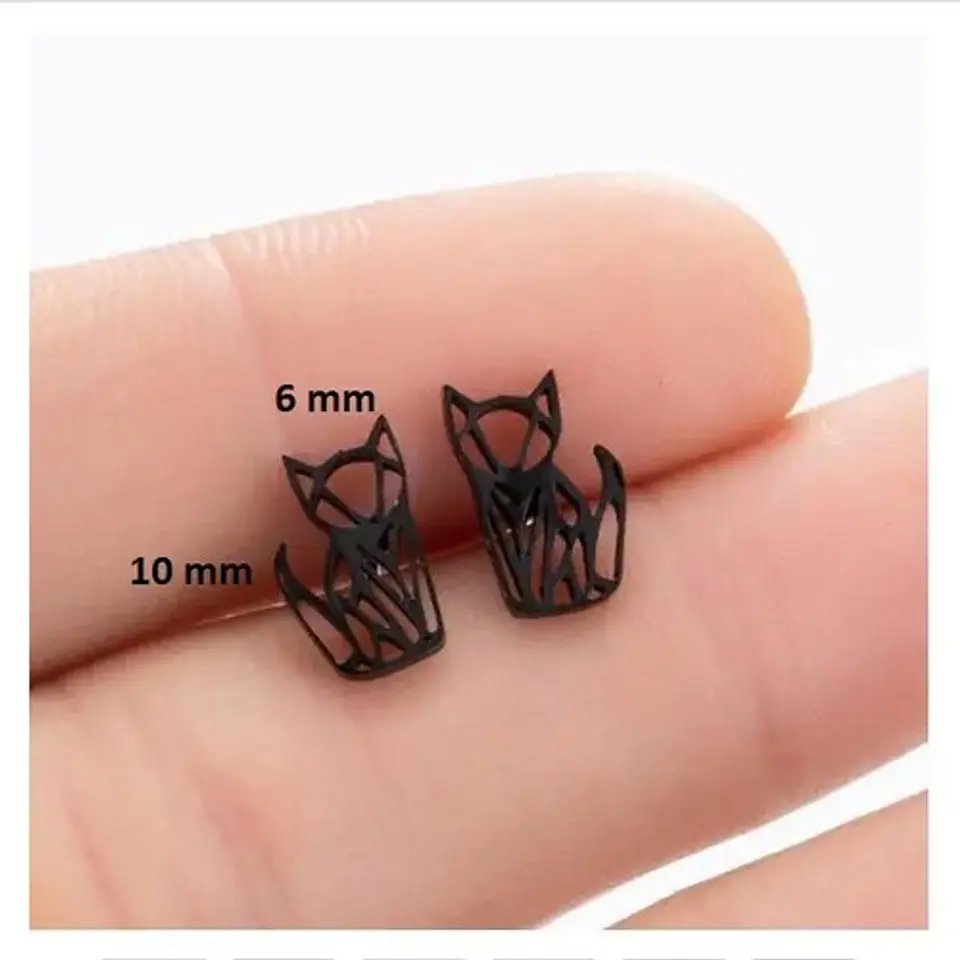 Aros Gato Rustico Regalo Mujer Niña  + Bolsa Joyas 2