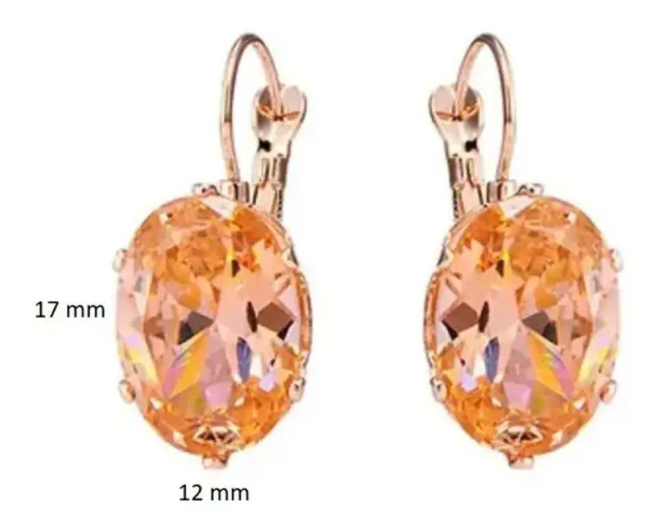Aros Cristal Champagne Circonita Mujer + Bolsa Regalo Joyas 2