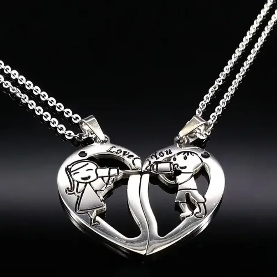 Collares Corazón Regalo San Valentín + Caja Y Globo Metálico 2