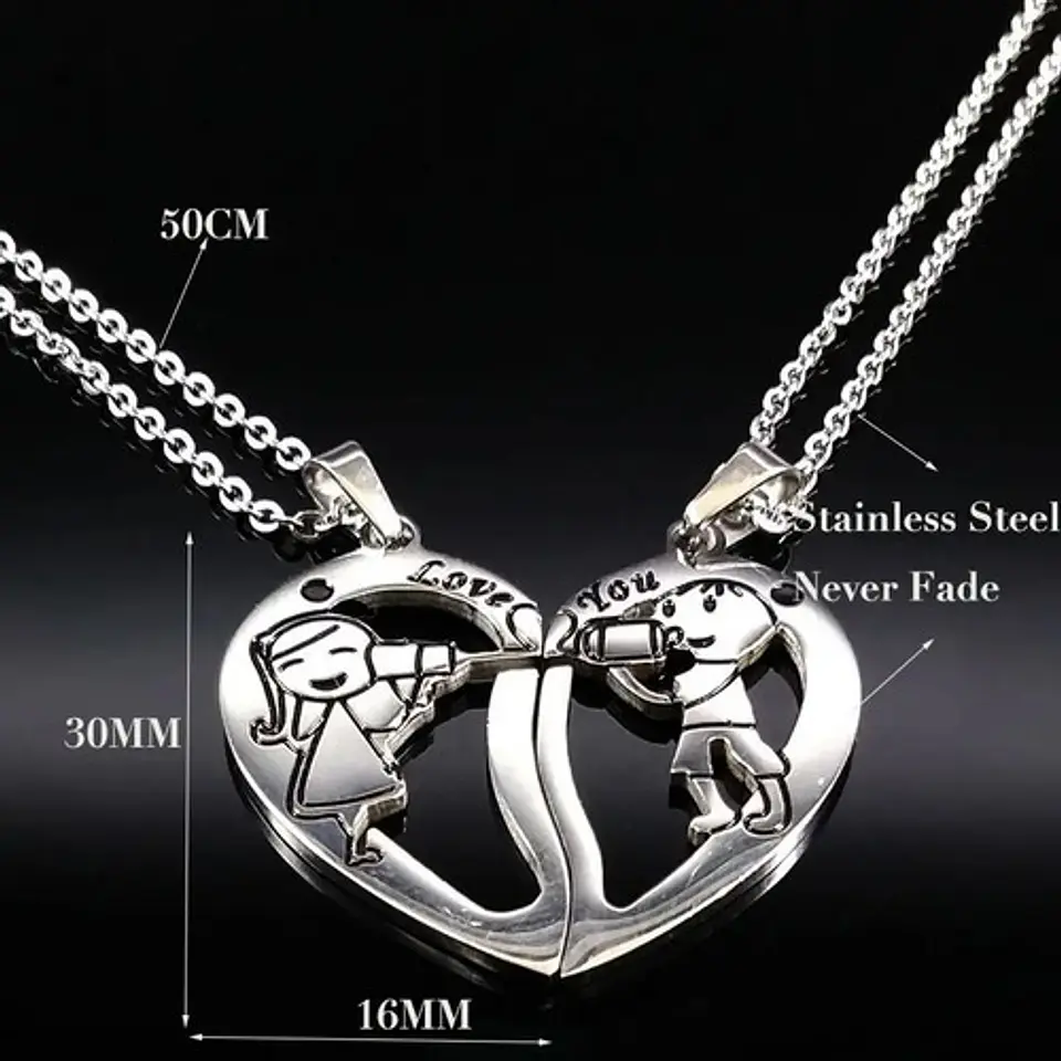 Collares Corazón Regalo San Valentín + Caja Y Globo Metálico 3