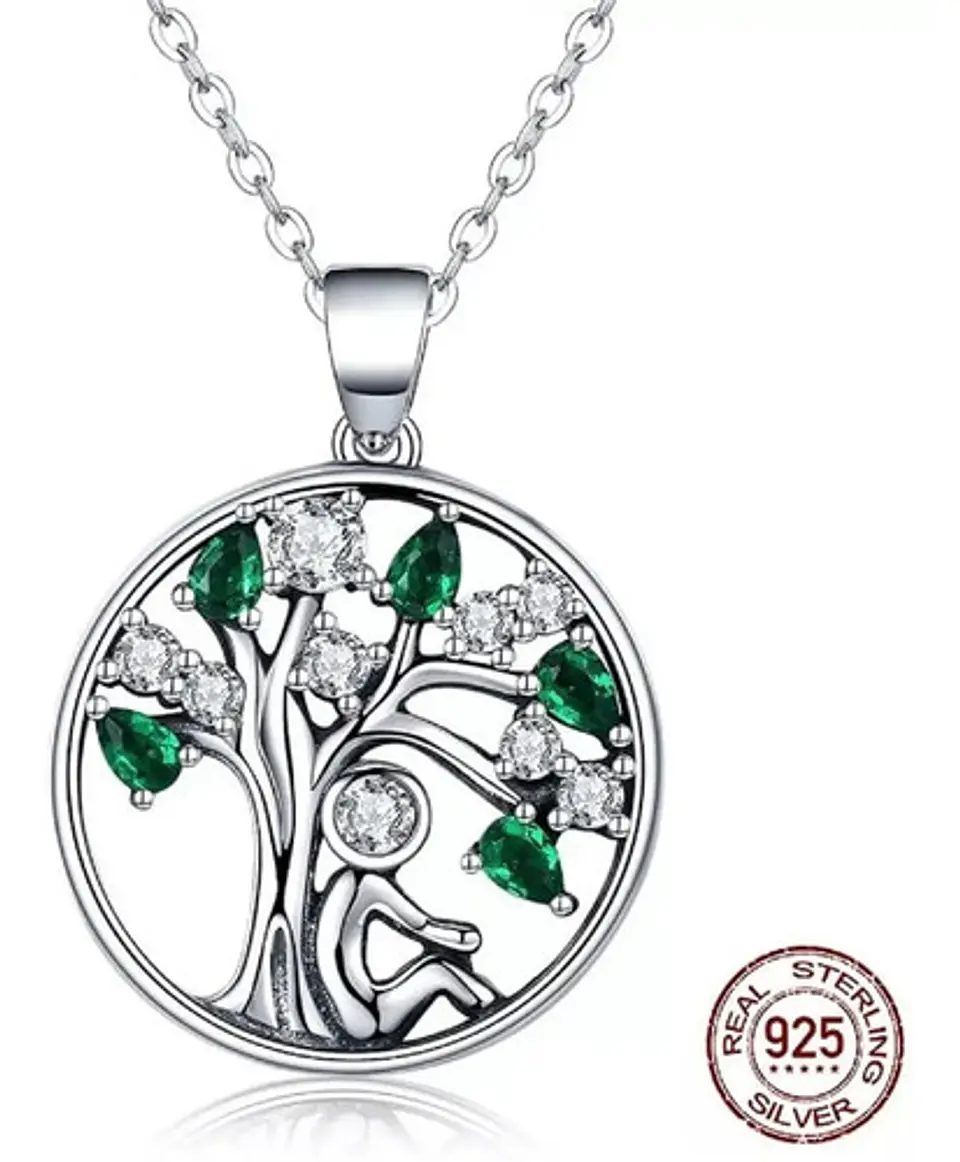 Collar Plata 925 Árbol De La Vida Circón Joyas Regalo Mujer 2