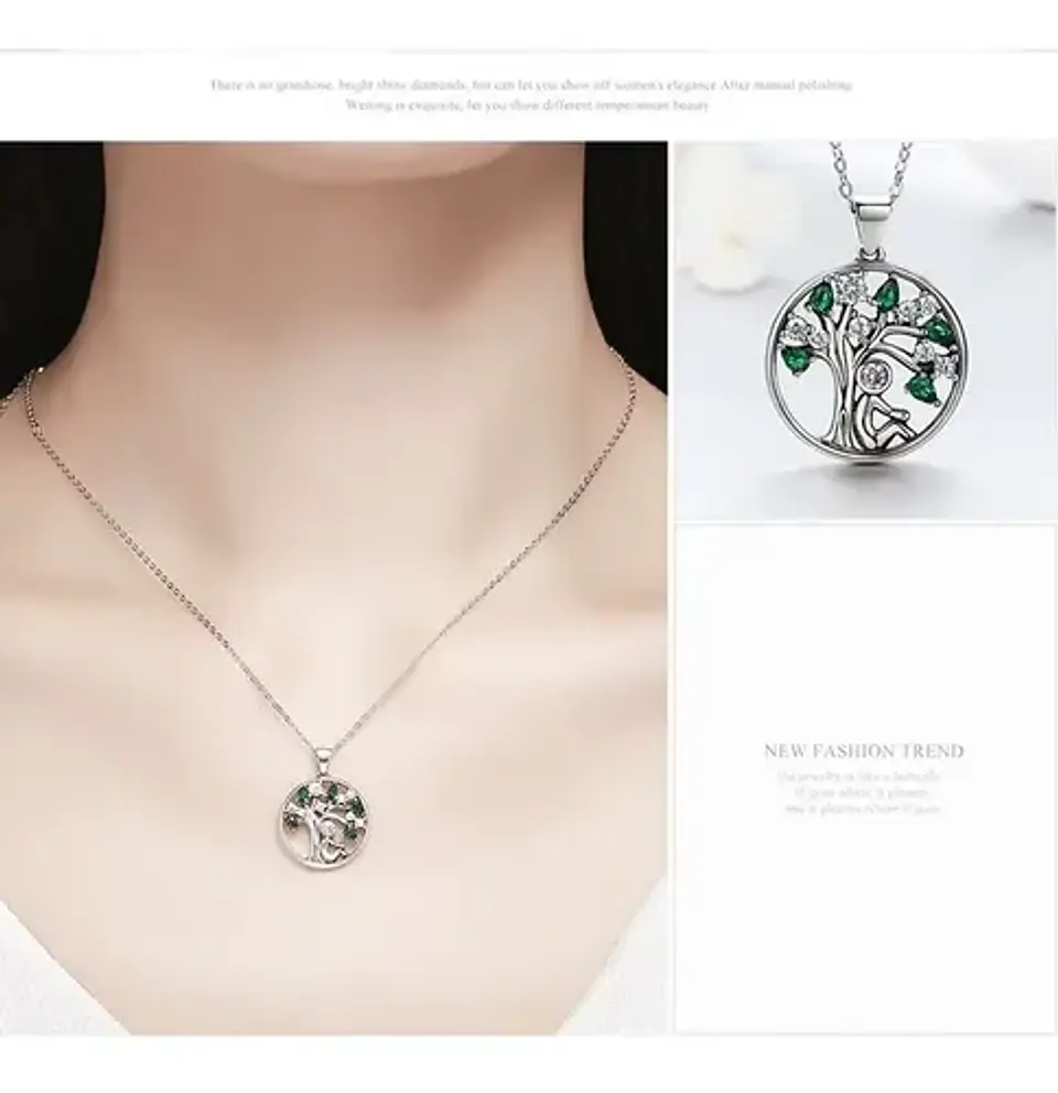 Collar Plata 925 Árbol De La Vida Circón Joyas Regalo Mujer 5