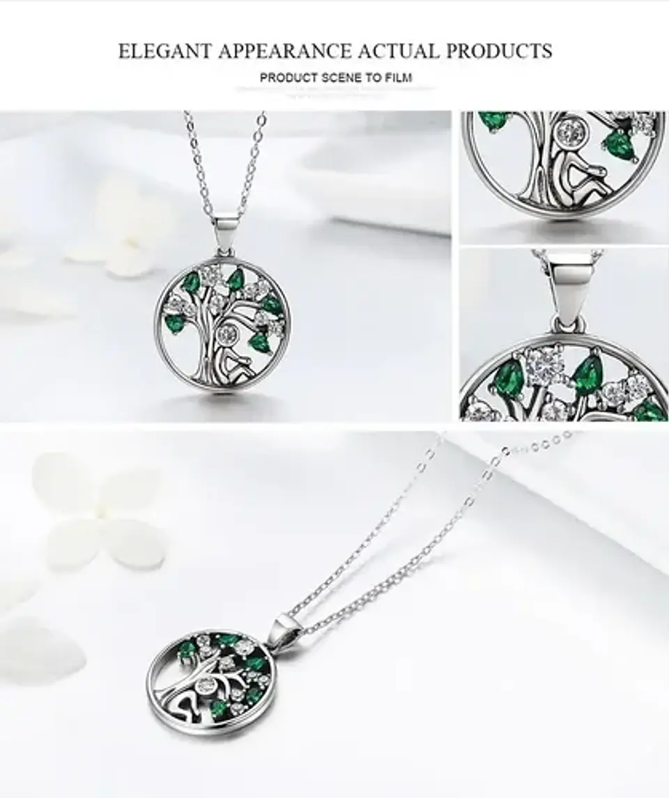 Collar Plata 925 Árbol De La Vida Circón Joyas Regalo Mujer 6