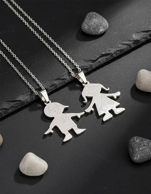 Collar Hijos Niño Niña + Globo Y Caja Regalo Joyas