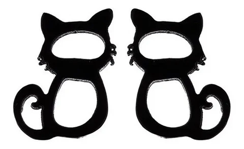 Aros Gato Regalo Mujer Niña  + Bolsa Joyas