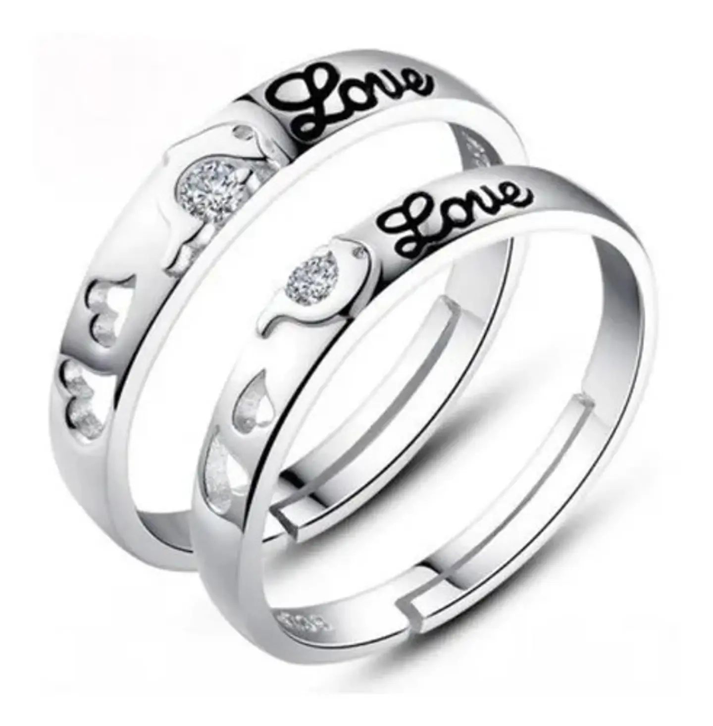 Anillos Compromiso Ajustables + Caja Regalo Joyas A112 1