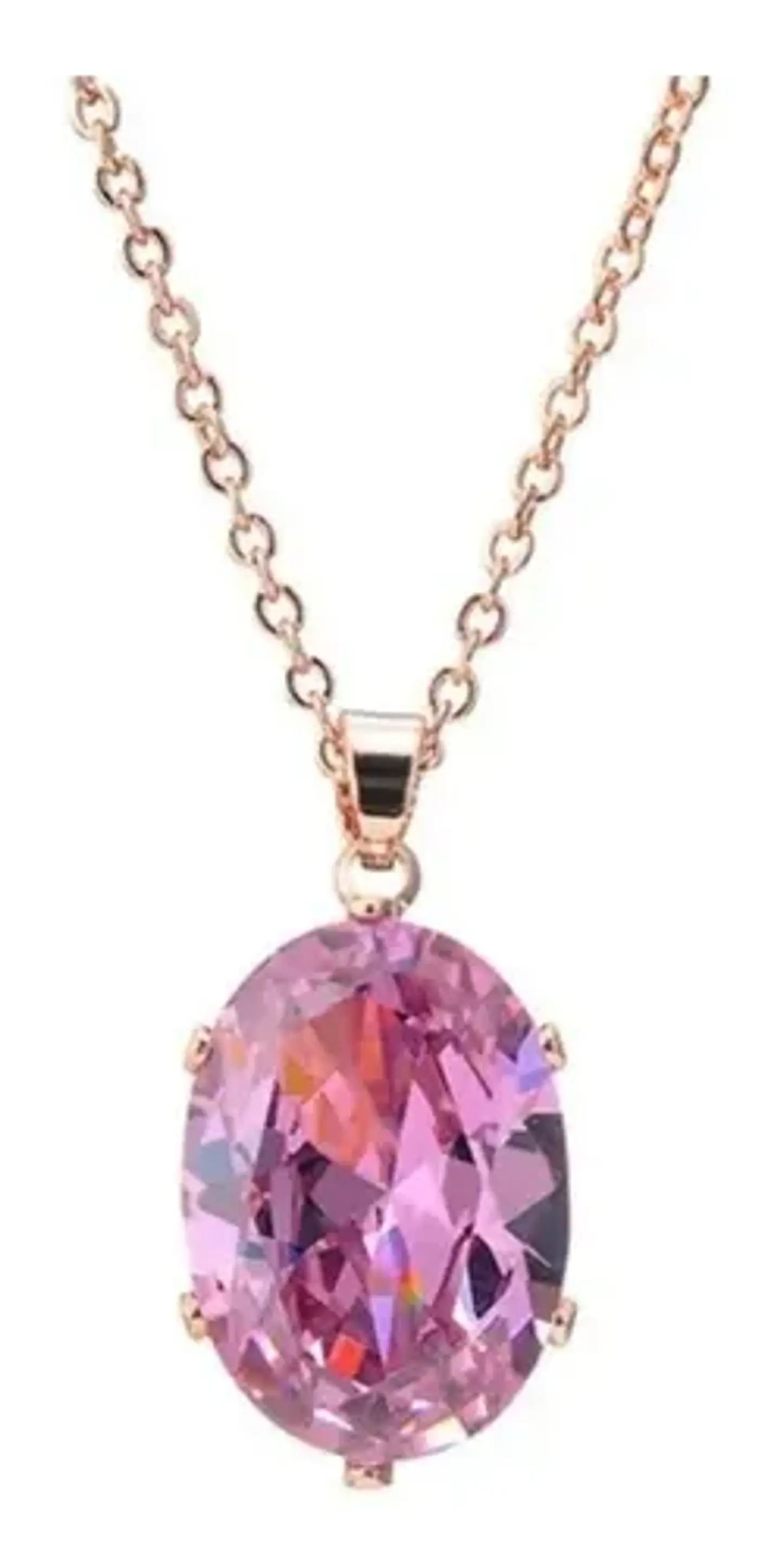 Collar Cristal Rosado Circonita Mujer + Bolsa Regalo Joyas 1