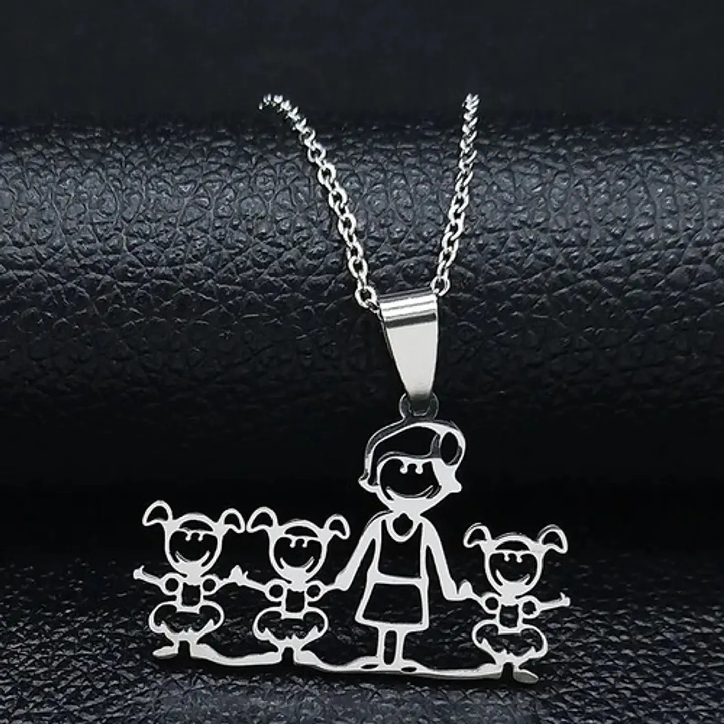 Collar Familia Mamá Y Tres Hijas + Caja Regalo Joyas 2