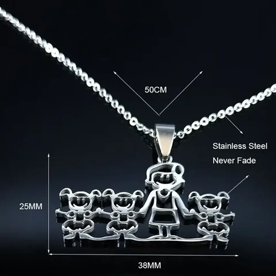 Collar Familia Mamá Y Tres Hijas + Caja Regalo Joyas 3