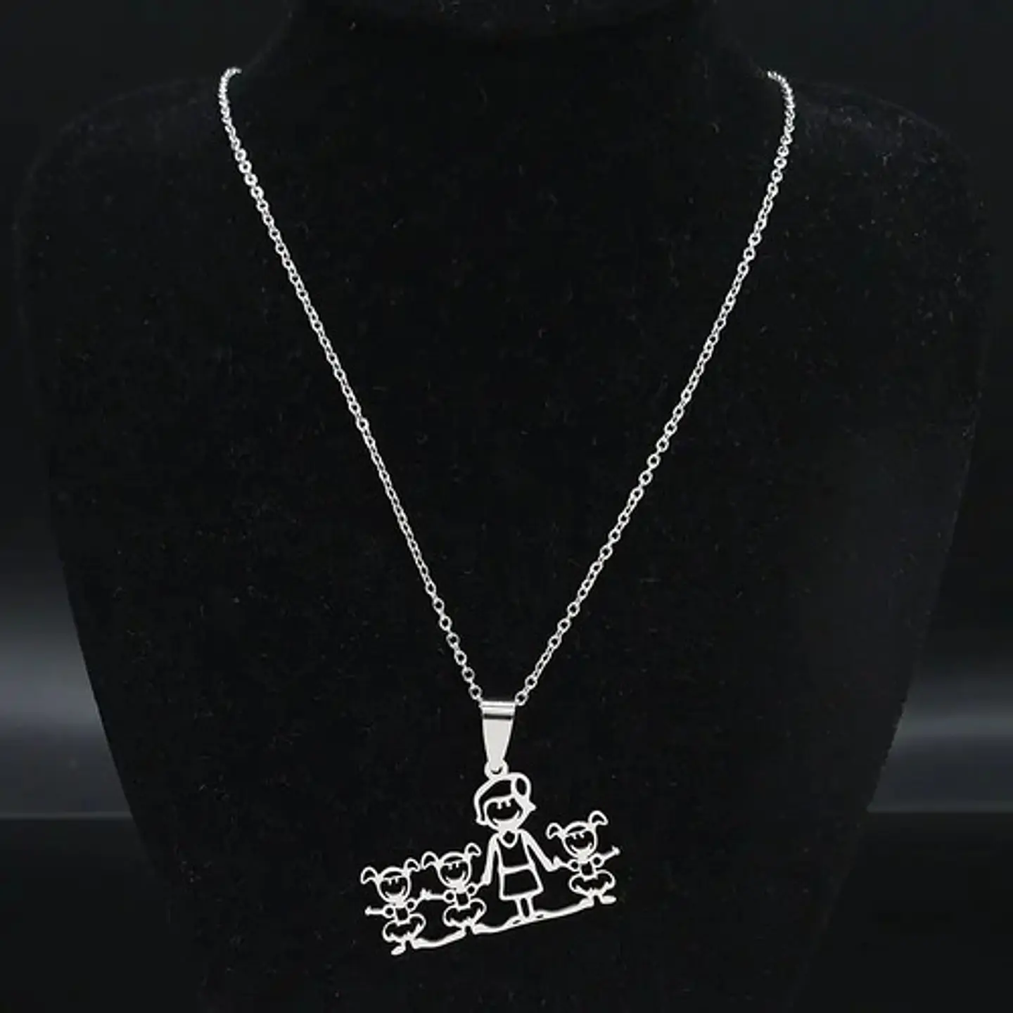 Collar Familia Mamá Y Tres Hijas + Caja Regalo Joyas 4