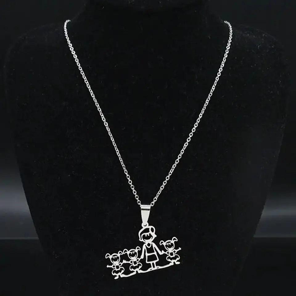 Collar Familia Mamá Y Tres Hijas + Caja Regalo Joyas 4