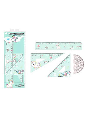 Set Regla Unicornio Kawaii + Estuche
