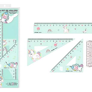 Set Regla Unicornio Kawaii + Estuche